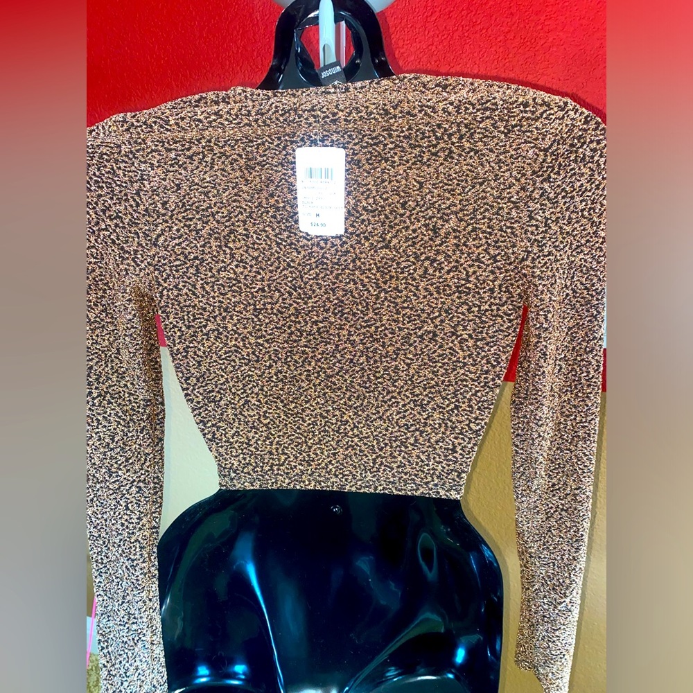 Textured gold and black crop top